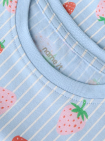 NAME IT Kjole Vigga Chambray Blue Striped Strawberry